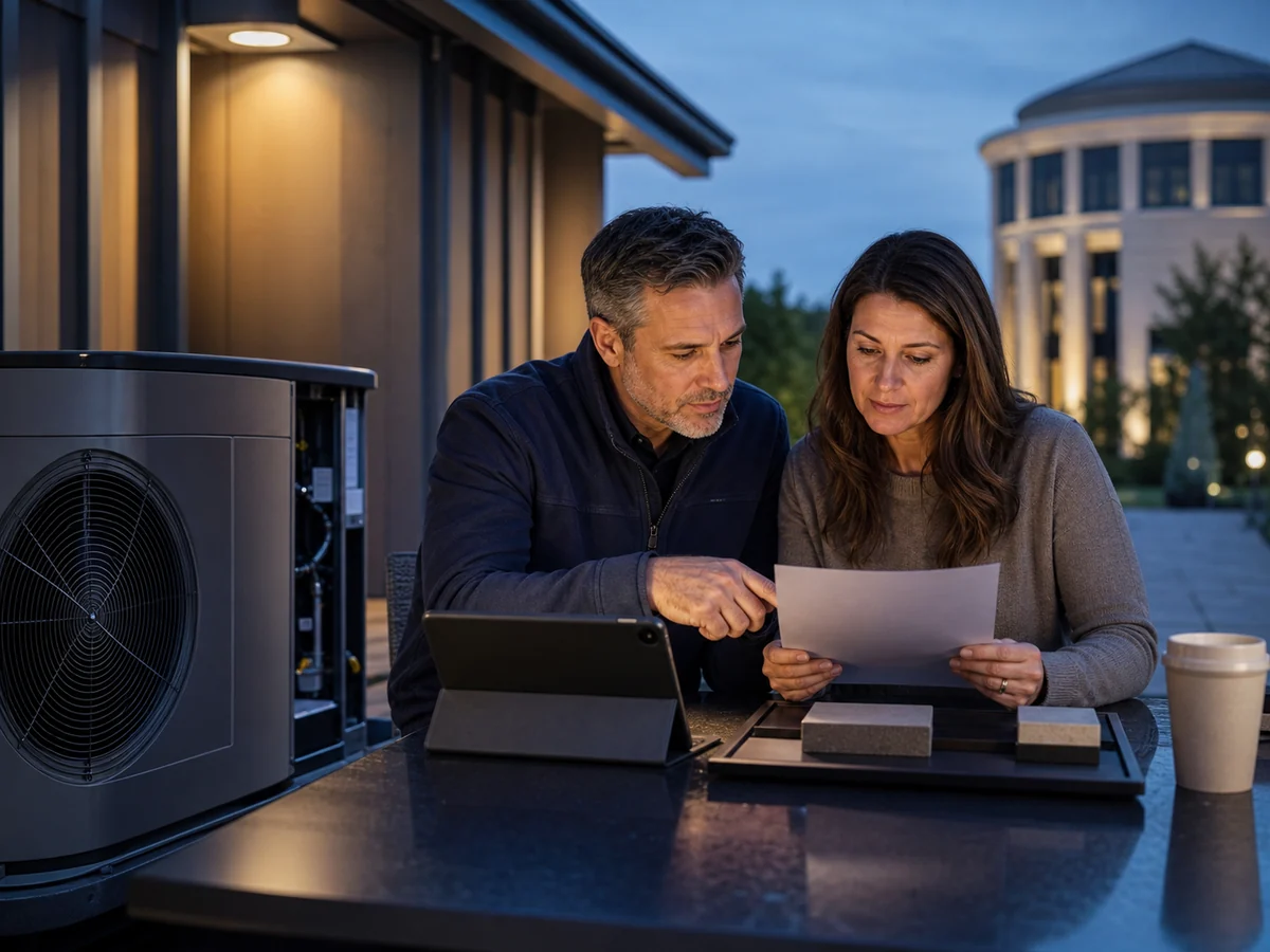 Homeowner reviewing incentive documentation for qualifying improvements