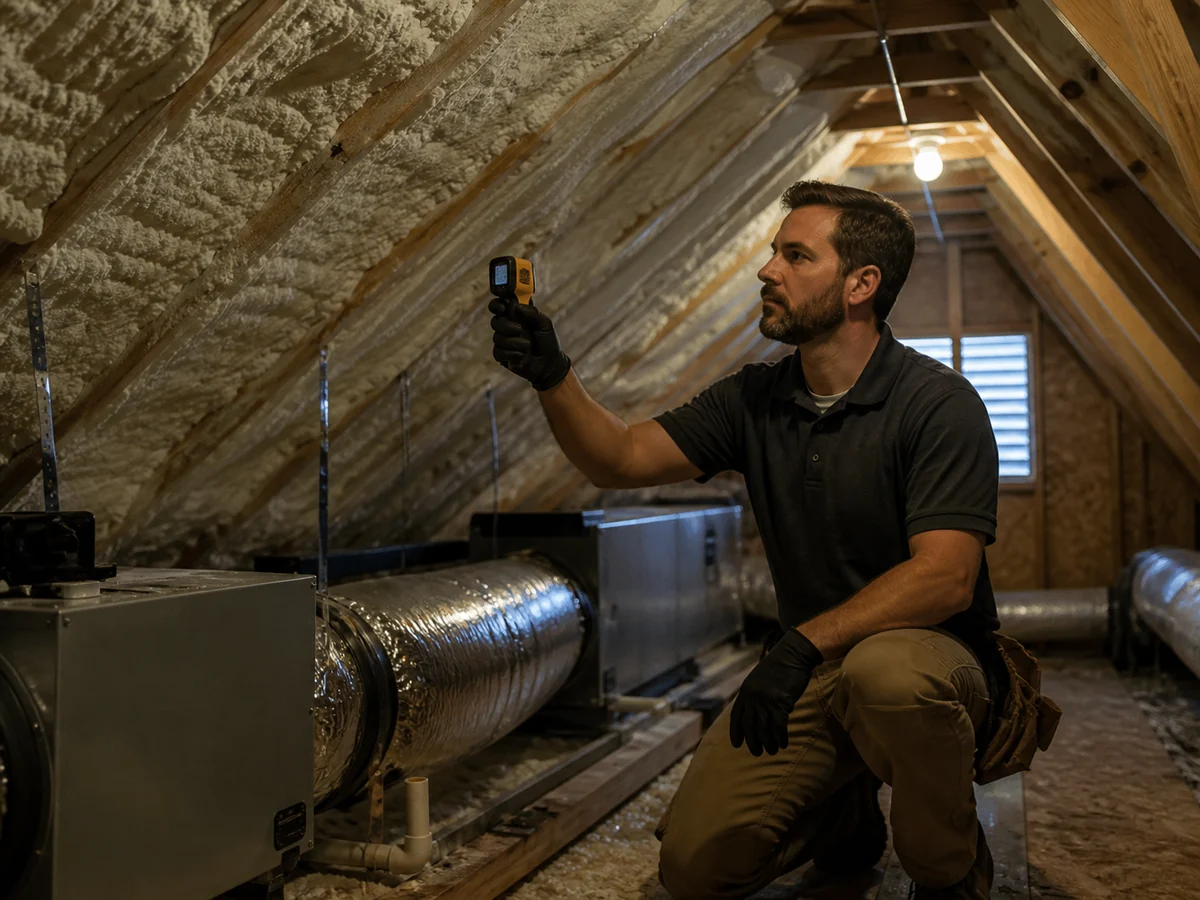 Conditioned attic with insulated roof deck and sealed envelope