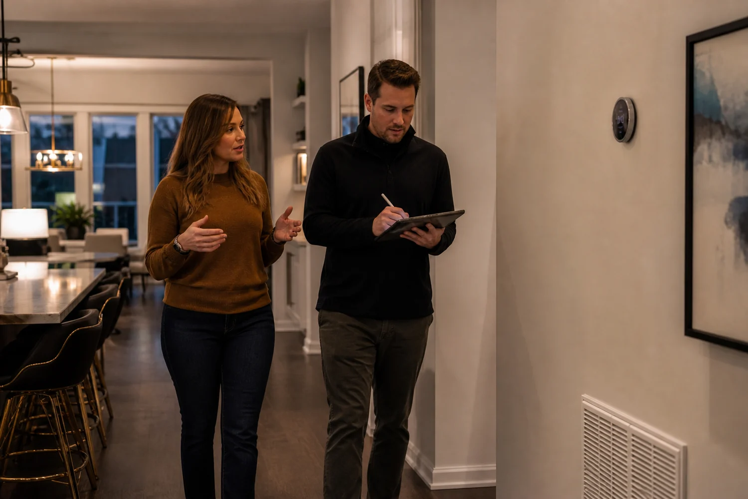 Advisor walking a homeowner through their home during the initial assessment