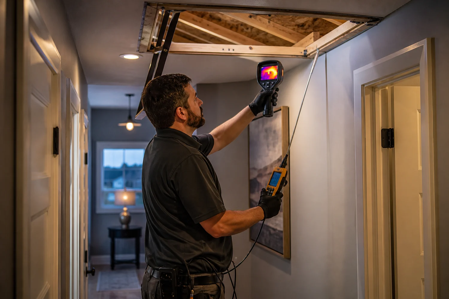Thermal imaging and airflow testing used to diagnose the cause of a comfort problem